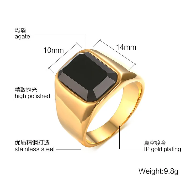 High Quality Men Ring Fashion Gold Color Stainless Steel Rings Mens Wedding Bands Rings For Male Engagement Boy Jewelry S18101608181o
