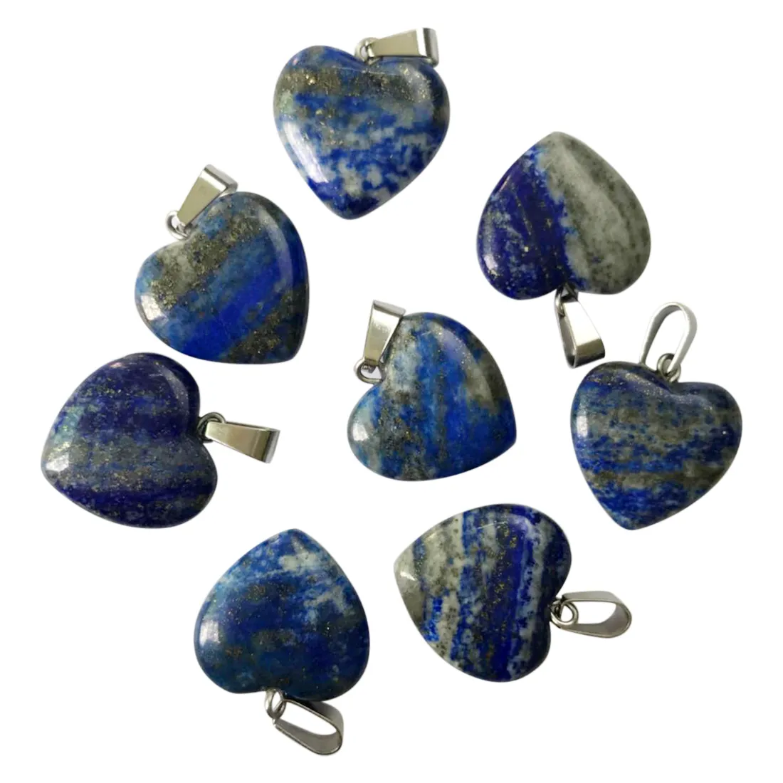 Lote de 25 uds. De colgantes de corazón de amor de piedra lapislázuli natural para hacer joyería DIY 20mm 279S