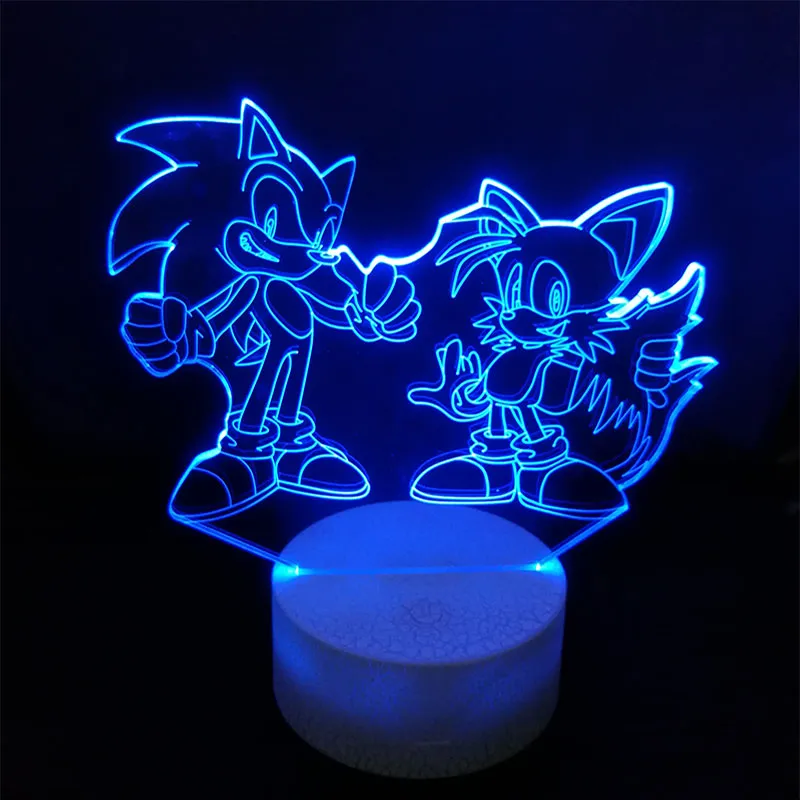 Sonic Action Figure 3D Table Lamp LED Changing Anime The Hedgehog Sonic Miles Model Toy Lighting Novelty Night Light2417
