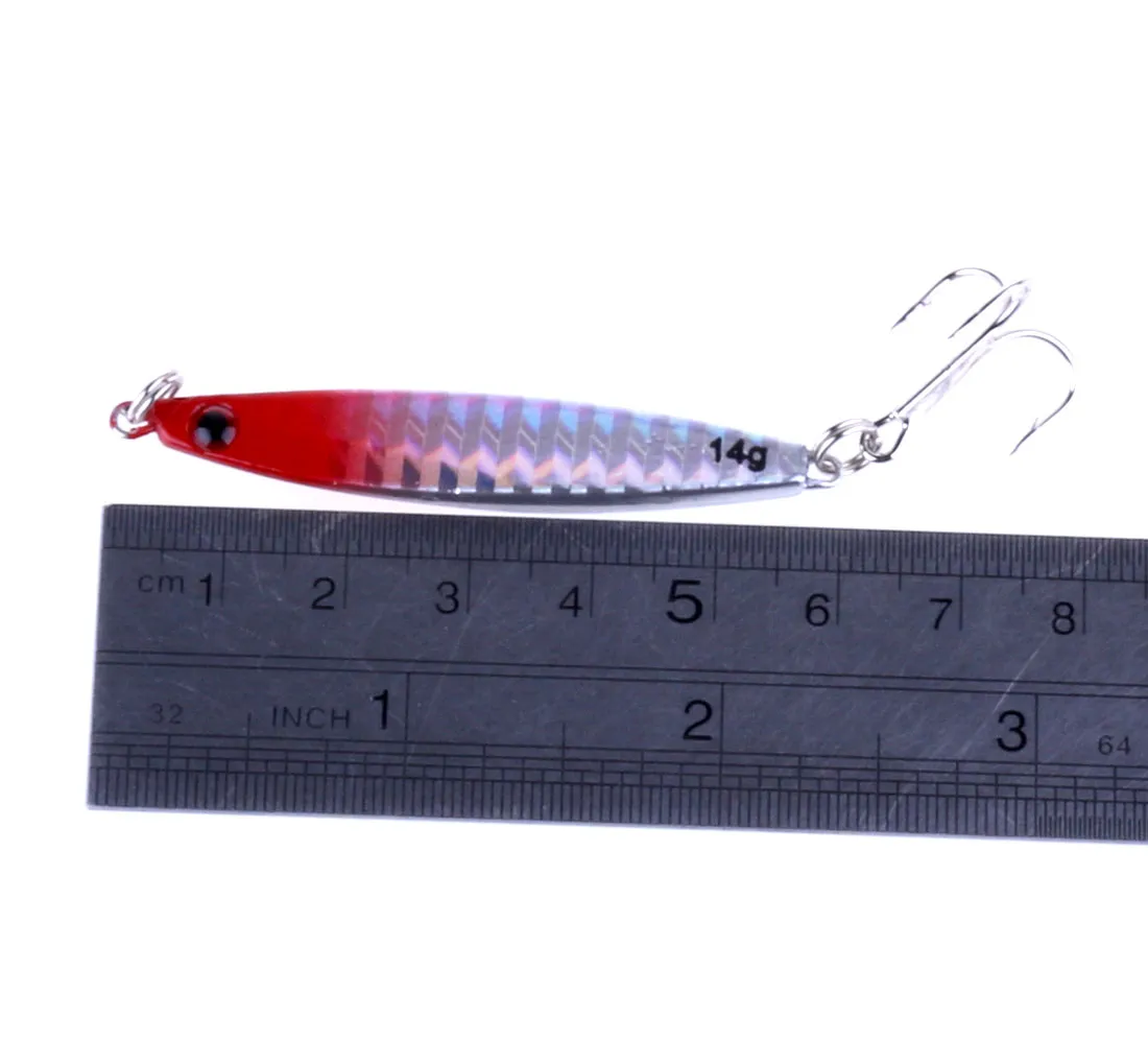 Hengjia Jigging Lead Fish 14G 6CM Metal Jig Fishing Lure i Metal Wobbler con ganci in piuma Artificiale Hard Bait211O