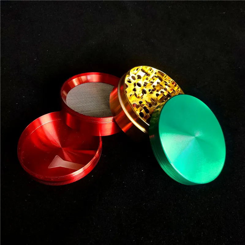 Good 60mm Red Yellow Green Large Herb Grinders 3 Layer Tobacco Grinder Cheap Big Cali Crusher Grinder Diamond Herb Grinder For Sal2094561