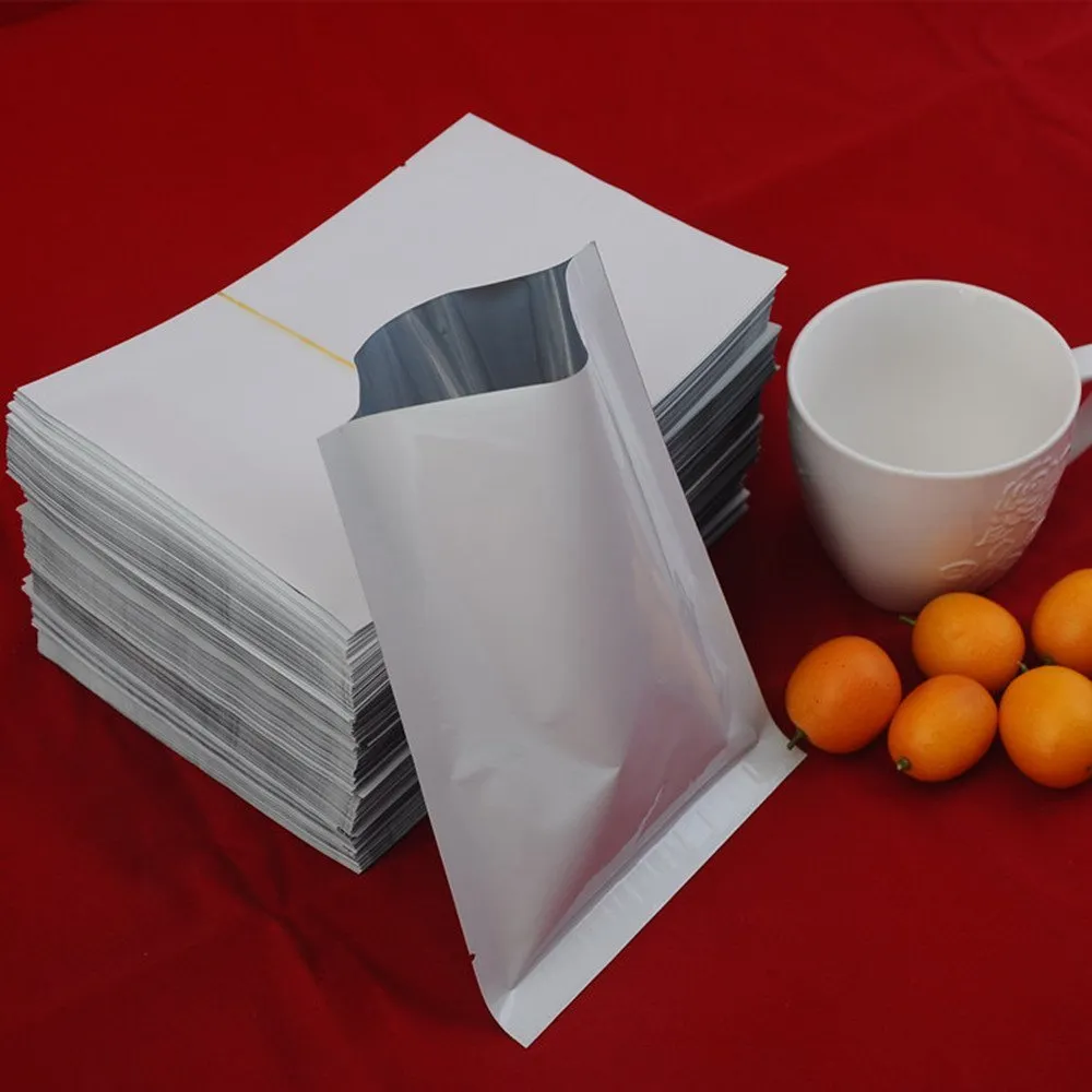 Blanc 6x9 cm 200 pièces feuille supérieure ouverte Mylar thermoscellable échantillons paquets papier d'aluminium scellable sous vide pochette anti-odeur sac en aluminium pour DOOK194z
