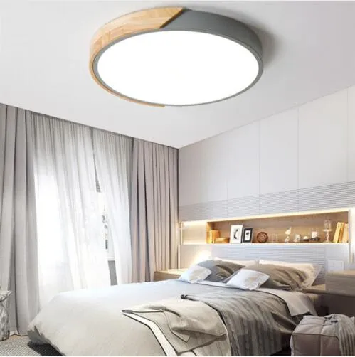 Plafond moderne à LEDs multicolore super mince 5cm plafonniers en bois massif pour salon chambre cuisine dispositif d'éclairage 207S