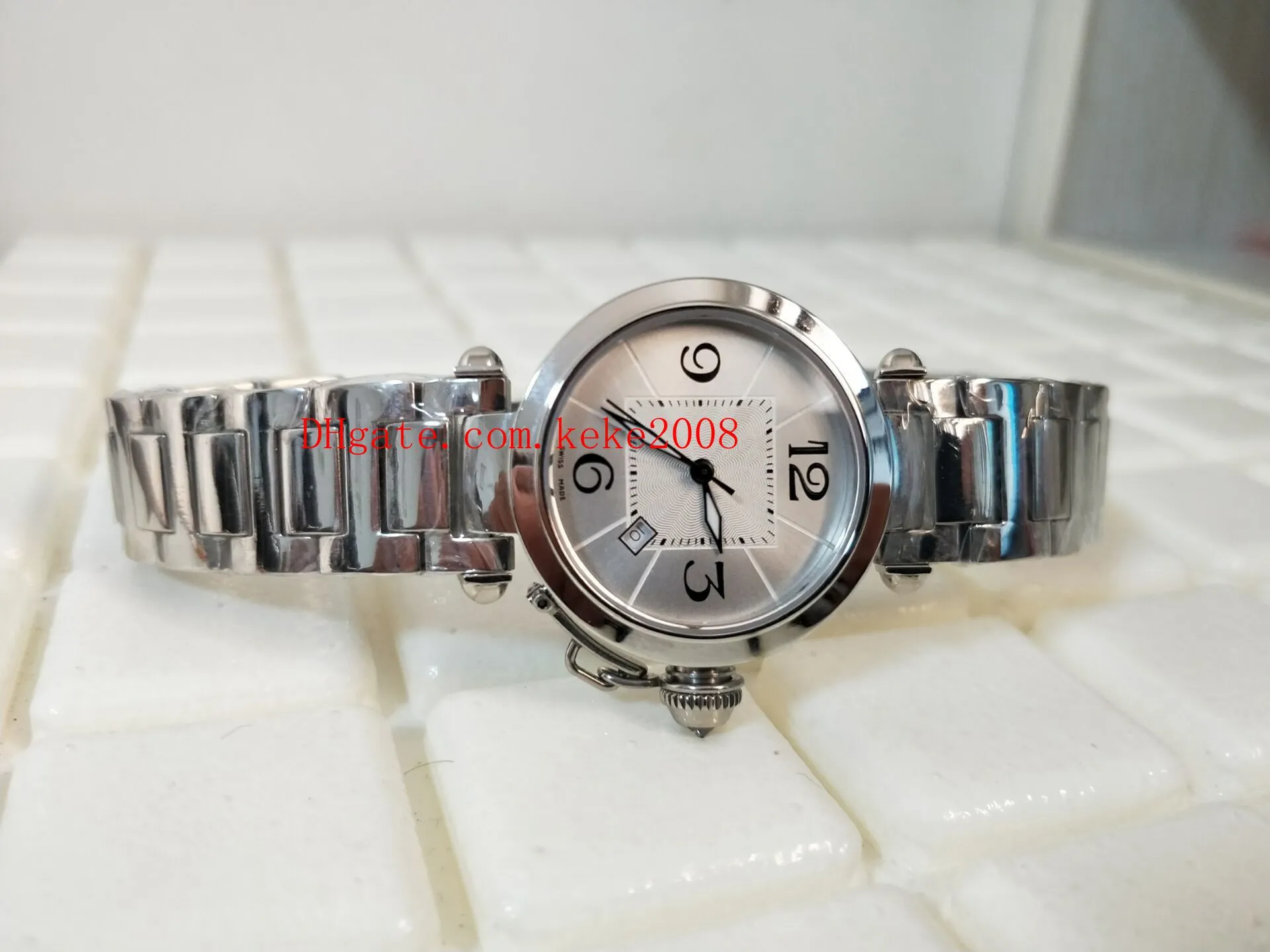 Relógios de pulso de luxo de alta qualidade W31074M7 W3140002 Aço inoxidável 35mm Mostrador branco VK Quartz Chronograph Trabalhando Unisex Mens Watch252K