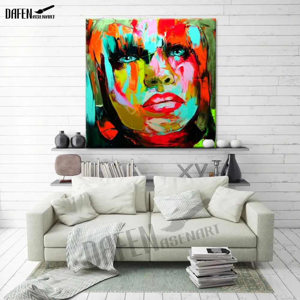 Crying Girl Palette Knife Figure Picture Abstract Hand Painted Oil Painting on Canvas Wall Decoration for Bar Home Decoration