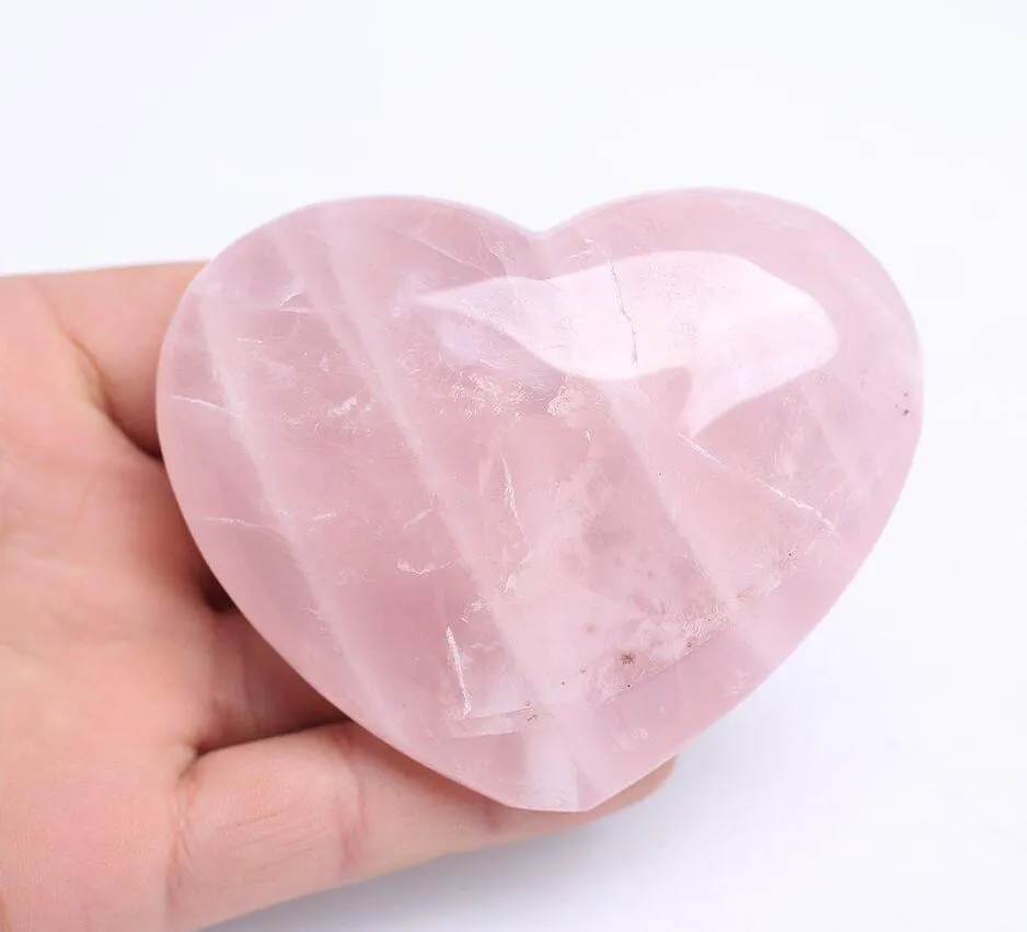 wholesale natural rose crystal heart pipe pink quartz crystal smoking heart healing pipe as festival gifts 