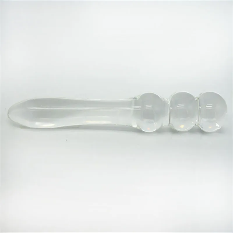 2017 nuovo cristallo dildo enorme pene vetro trasparente anale butt plug dildo doppio perline anali prodotti del sesso adulti giocattoli del sesso le donne Y18110504