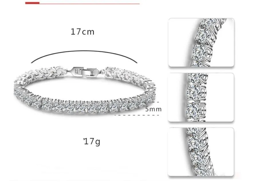 Fine mücevher lüks 18k gül altın dolu 3 renk beyaz topaz pençe ayarı cz elmas değerli taşlar moda kızlar için kadın bilezik 2667