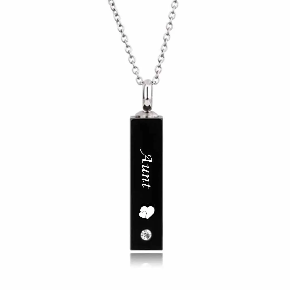 Mom and DAD black Cube Single Stainless Steel Pendant Necklace Urn Filler Kit Cremation Jewelry for Ashes314B
