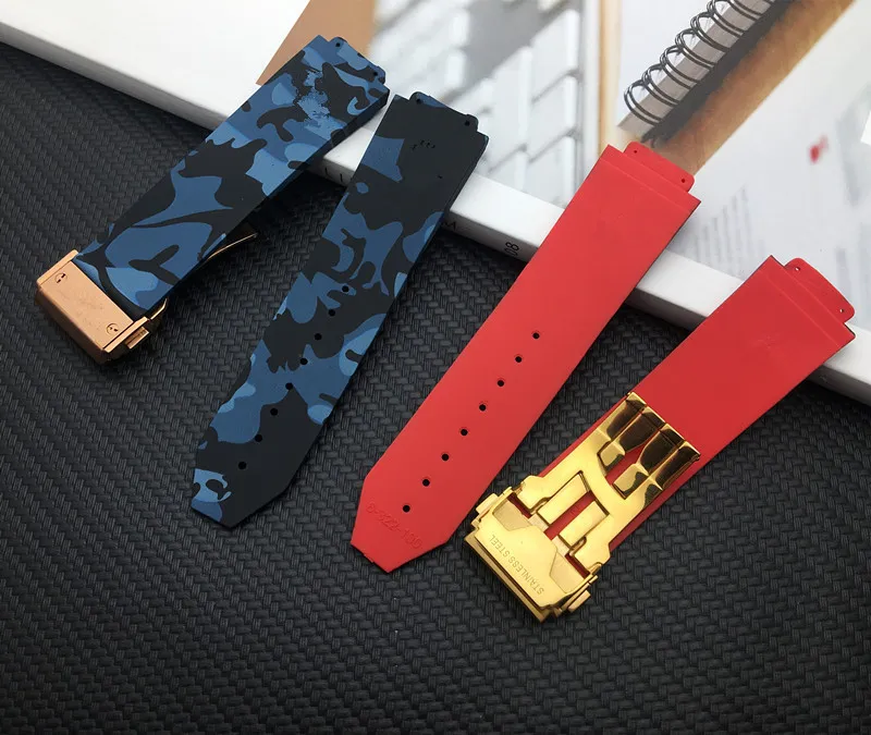 Marchio di qualità 25x17mm Rosso Blu nero Grigio camo camoflag Silicone cintura cinturino Big Bang Cinturino cinturino logo on1210o
