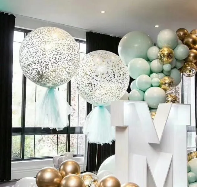 36 Inch Latex Balloons Giant Confetti Balloon Big Clear Inflatable Wedding Mariage Happy Brithday Party Decoration Favor2929