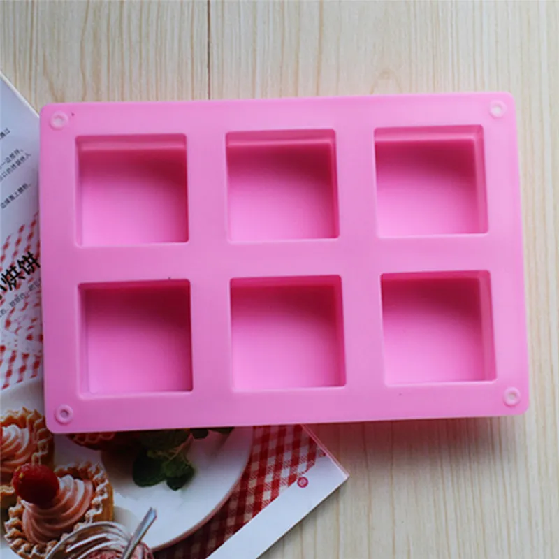 6 Cavities Handmade Rectangle Square Silicone Soap Mold Chocolate DOOKIES Mould Cake Decorating Fondant Molds 248k