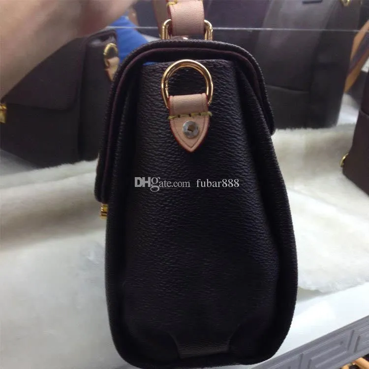 Högkvalitativ äkta läder kvinnors handväska pochette axelväskor crossbody väskor 41581222s
