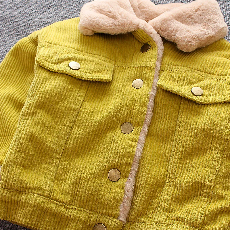 Meninas meninas meninos casual inverno casaco quente para crianças casaco de algodão de pelúcia crianças lapela outerwear 0-3 y toddler roupas de natal