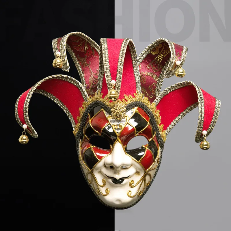 Italien Venice Style Mask 44 17cm Christmas Masquerade Full Face Antique Mask 3 Färger för Cosplay Night Club225L