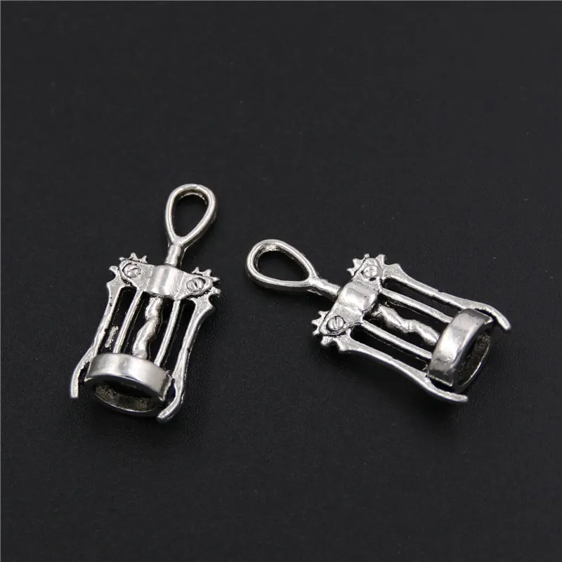 Wine Corkscrew Opener Charms lot Antique Silver Pendants Jewelry DIY Fit Necklace Bracelets Creative opener tools3008250