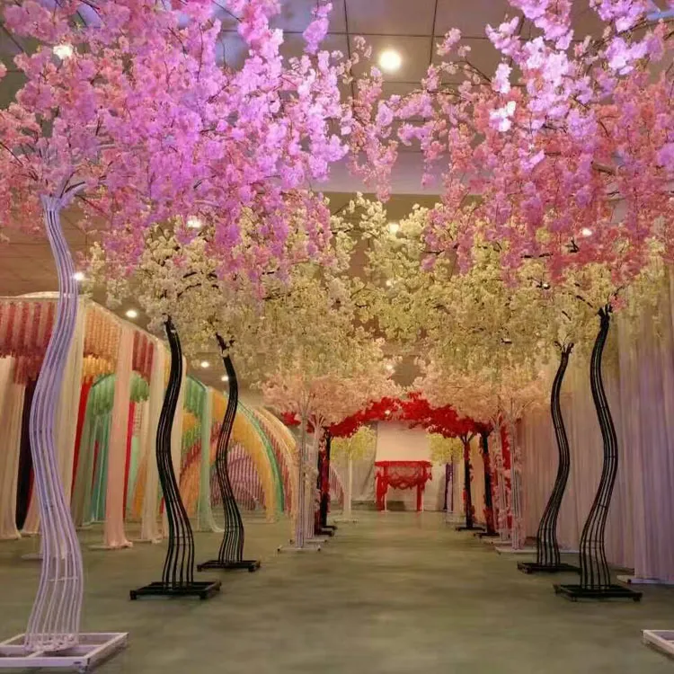 2 6M di altezza bianco artificiale Cherry Blossom Tree strada piombo simulazione fiore di ciliegio con telaio ad arco in ferro la festa di nozze Props234J