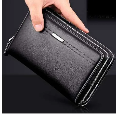 Dubbele Rits Mannen Clutch Bags Hoge Kwaliteit PU Lederen Portemonnee Man Nieuwe Portefeuilles Mannelijke Lange Portefeuilles Portemonnees carteira masculina183Z