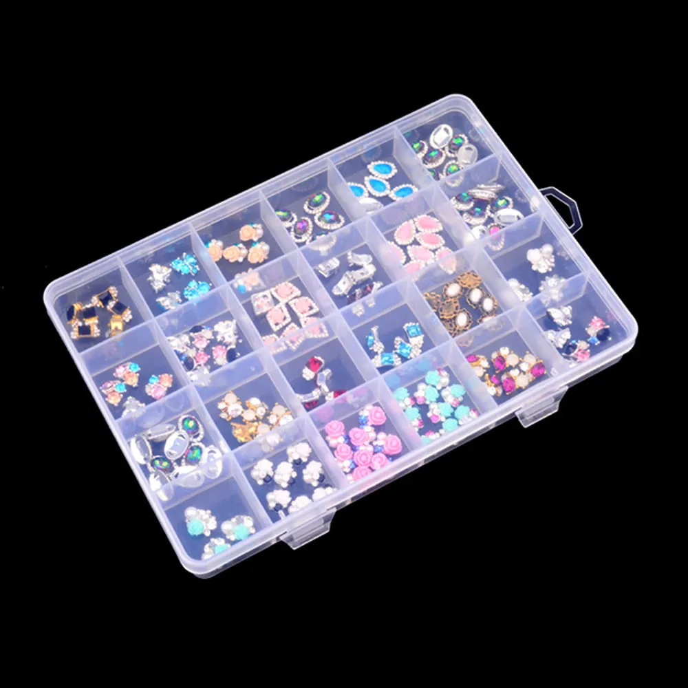 Nieuwste Plastic 24 Slots Verstelbare Sieraden Opbergdoos Case Craft Organizer Kralen Dus Diversen Opslag Container251u
