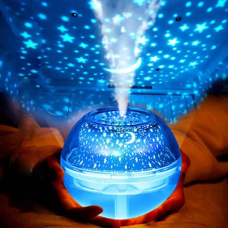 New Crystal Projection Lamp LED Night Light Colorful Color Projector Household Mini Humidifier Aromatherapy Hine