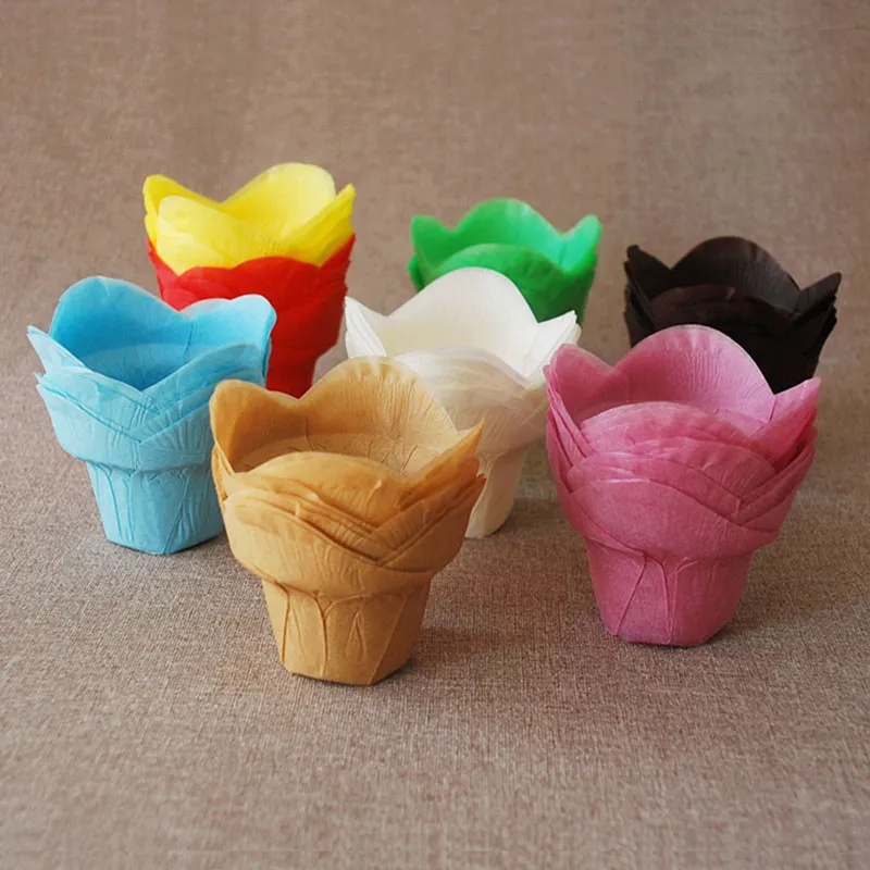 Baking Cupcake liners cases Lotus shaped muffin wrappers molds stand oil release paper sleeves 5cm pastry tools Birthday Party Dec2484