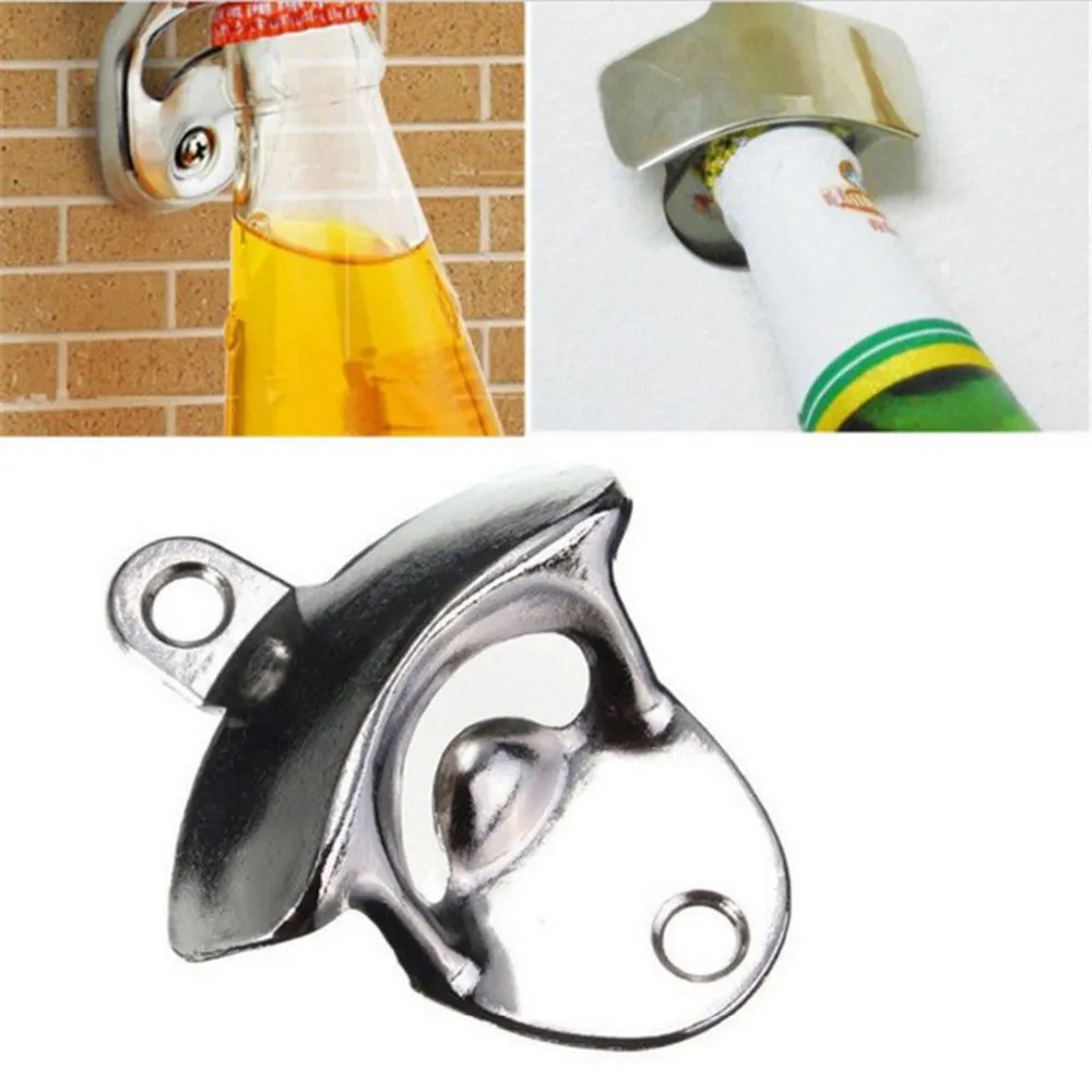 Mounted Bottle Opener Stainless Alloy Wall Beer Bottle Opener Use Screws Fix on the Wall 2954605