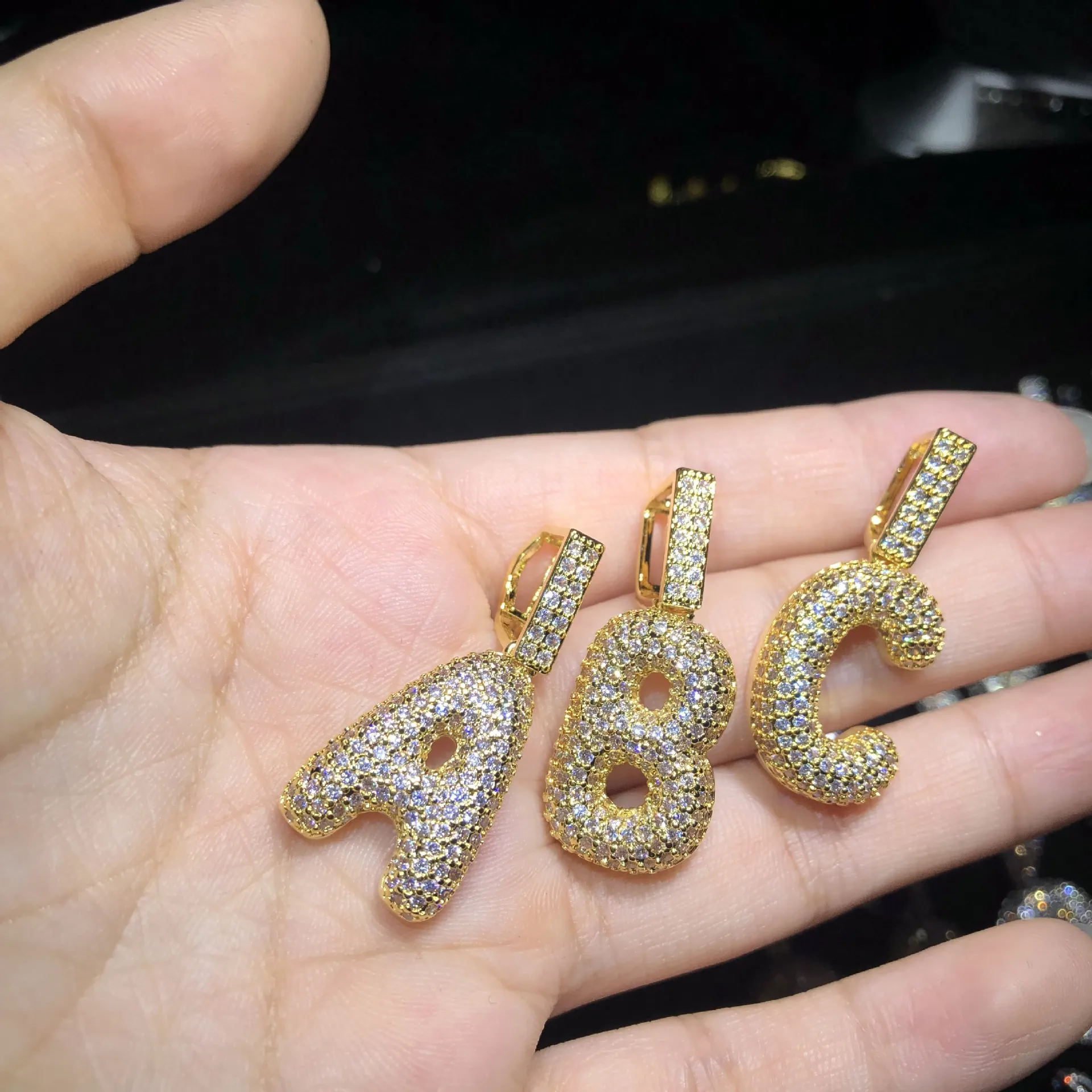 Хип-хоп Iced Out на заказ кулон с пузырьками и буквами ожерелье микро проложить циркон с веревкой Chian DIY ювелирные изделия для мужчин255S