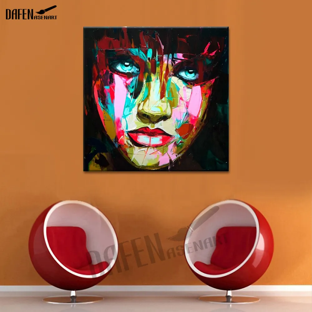 Crying Girl Palette Knife Figure Picture Abstract Hand Painted Oil Painting on Canvas Wall Decoration for Bar Home Decoration