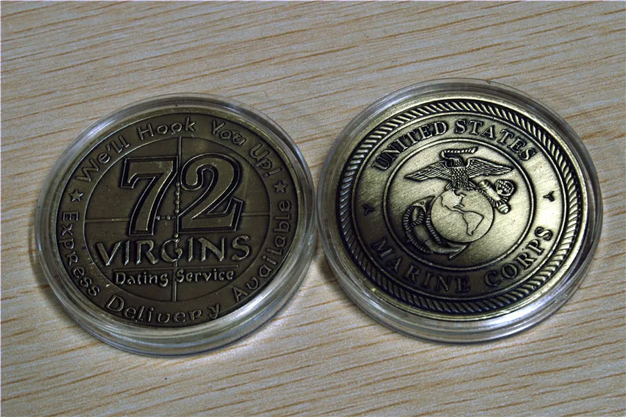 s marknadsföring 5st mycket ny USMC U S Marine Corps 72 Virgins Bronze Antique Challenge Coin249m