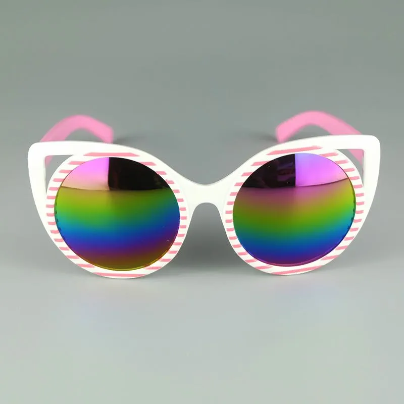 Mirror Kids Sunglasses Cat Eye Fashion Children Eyeglasses Frame Girl Cool Designer Sun Glasses Mix Colors277f