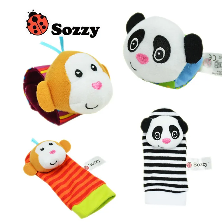 New La Lamaze Style Sozzy Donkey Zebra Poigne-Bracelet et chaussettes bébé peluche dessin animé jouets