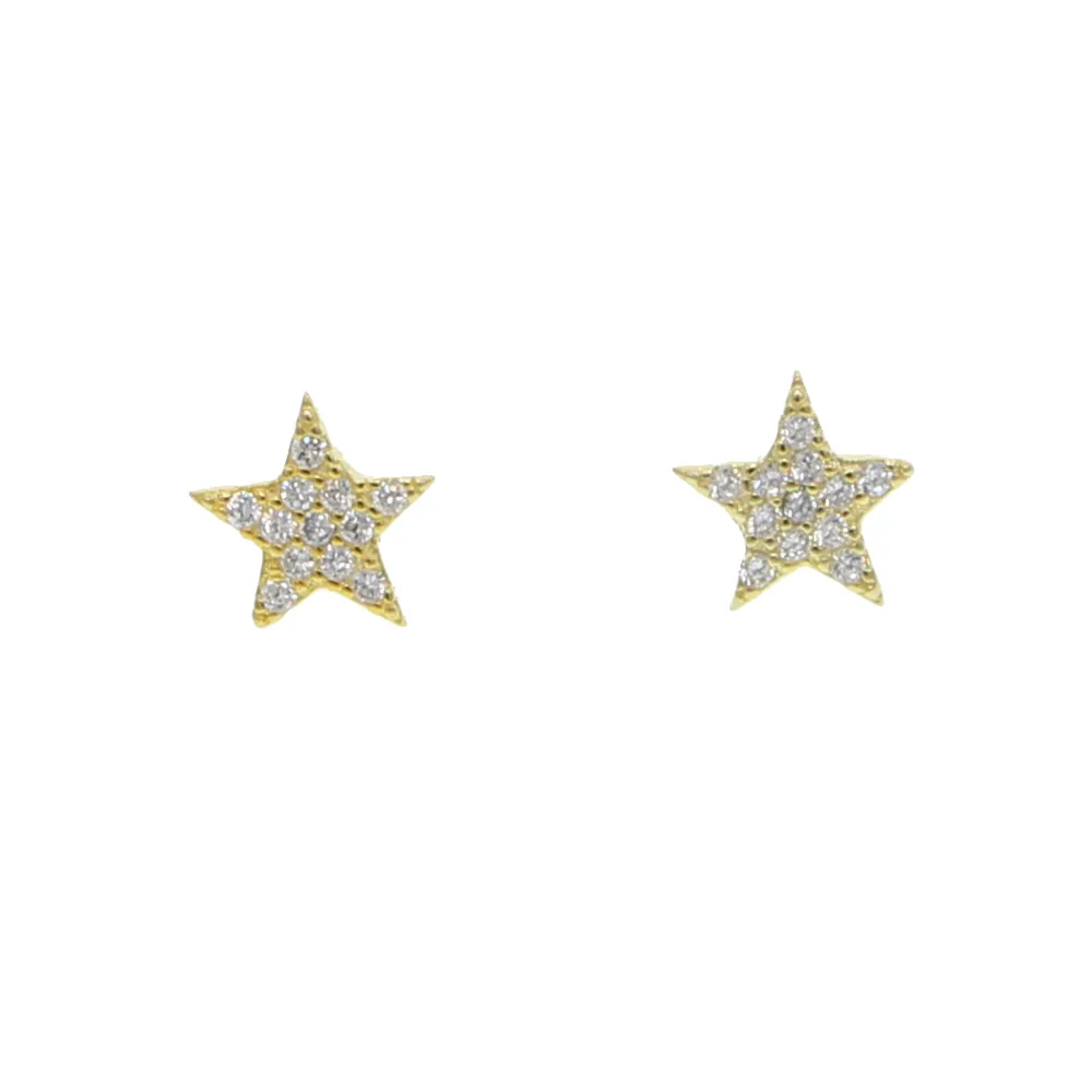 Vermeil 925 Sterling Gümüş Tinik Sevimli Ay Yıldız Saplama Kız Noel Hediyesi Tatlı Crwon Kuff Dainty Jewelry266r