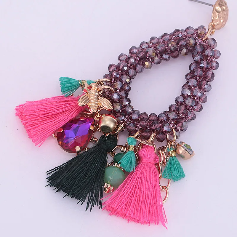 Crystal beads facted handmade drop earrings for woman oorbellen (2)