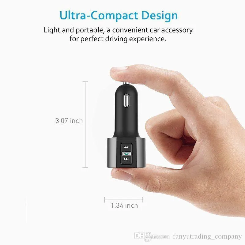 Car o FM Transmitter Bluetooth 5.0 MP3 Player Handsfree Cigarette Lighter Dual USB Charging Battery Voltage Detection U Disk Play8743332