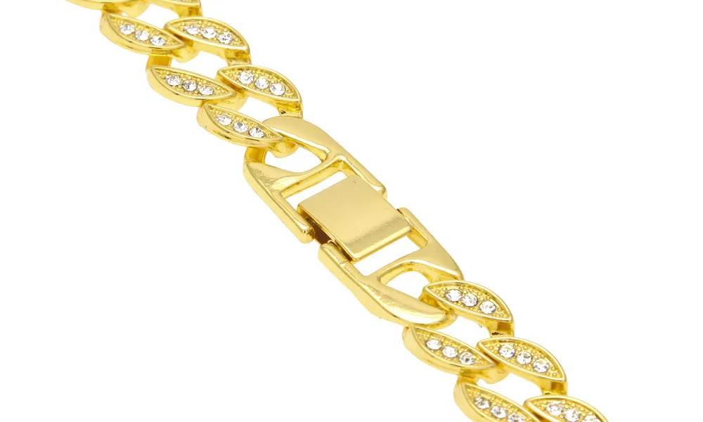 Hip Hop Bling Iced Out Simulado Diamante 15mm 18-30 polegadas Cuban Link Chain Colar Ouro Prata Jewelry304W