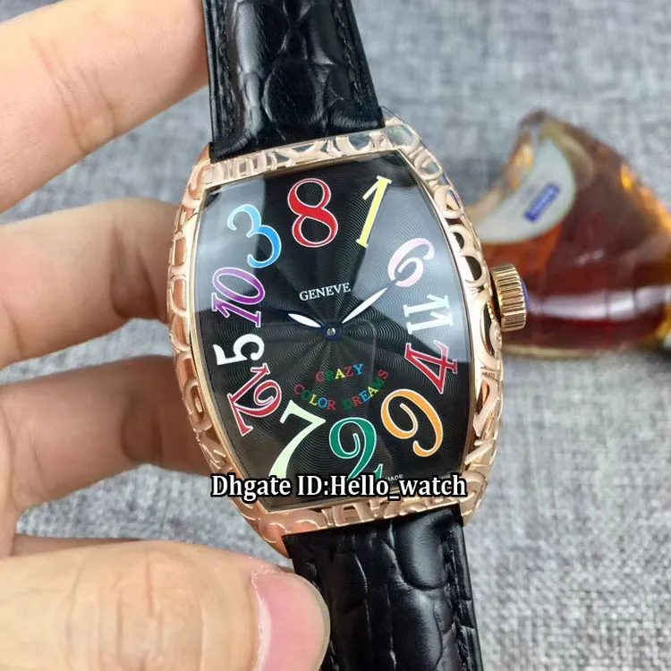 새로운 미친 시간 컬러 드림 8880 Ch 화이트 다이얼 자동 남성 시계 로즈 골드 금속 케이스 가죽 스트랩 고품질 손목 시계