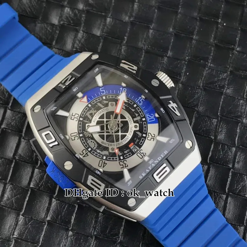 NIEUWE SARATOGE SKF 46 DV SC DT MIYOTA Automatic Mens Watch Skafander Blue Rubber Strap Hoge kwaliteit goedkope heren Sport Watches2685
