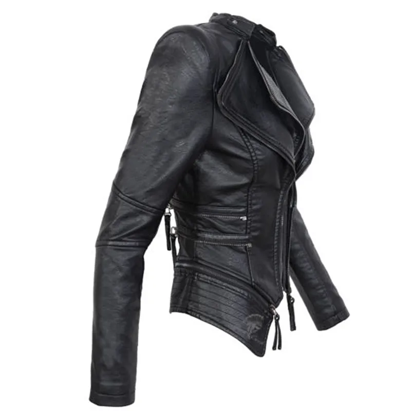 Rosetic Gothic Jacke Frauen Leder Schwarz Jacke Weiblichen Mantel Herbst Faux Weiche Leder Jacke Frauen Mode Zipper Motorrad PU L18100904