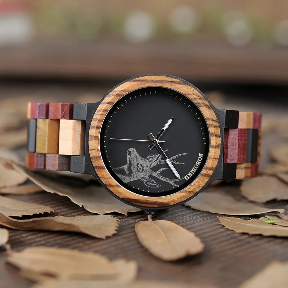 Curren Watch Wood Men älg Analog Japan Quartz Luxury Men's Watches Trevliga gåvor släpper OEM245M