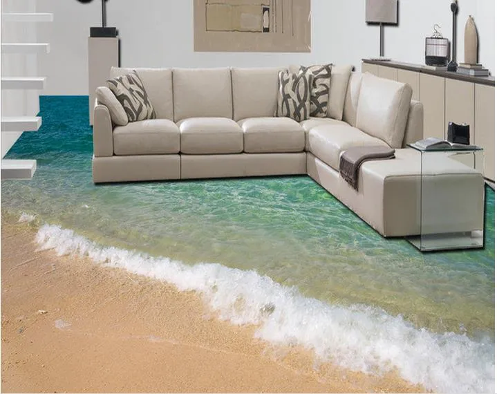 Modern Floor Painting 3D seaside surf beach floor painting Mural-3d PVC Wallpaper Self-adhesive Floor Wallpaper-3d2924