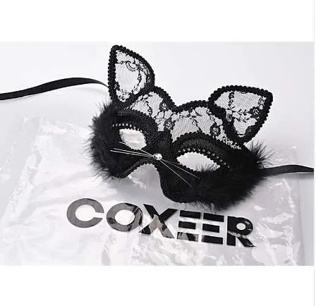 19 8cm Fox Masks Sexy Lace Cat Mask PVC Black White Women Venetian Masquerade Ball Party Mask QERFORMANCE Fun Masks297y