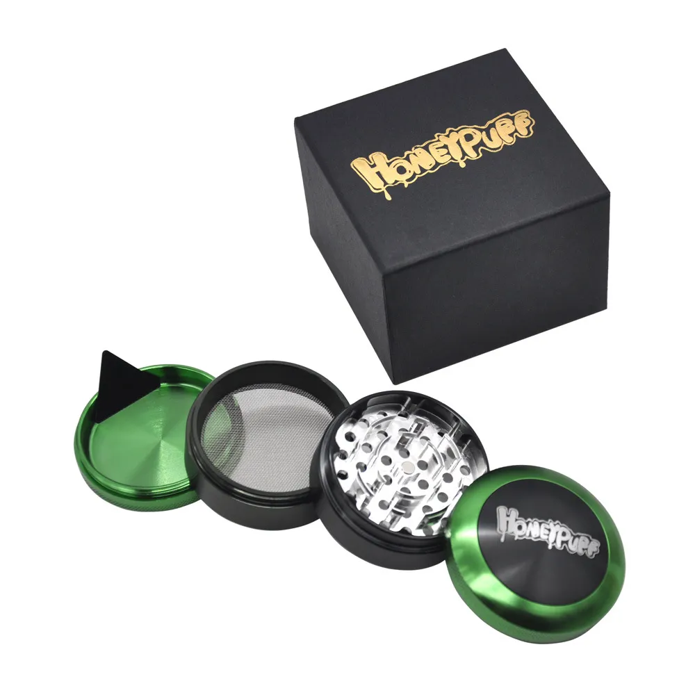 New honeypuff Multicolor aluminum alloy material four-diameter 63mm metal grinder smoke device Multi colors Tobacco Crusher