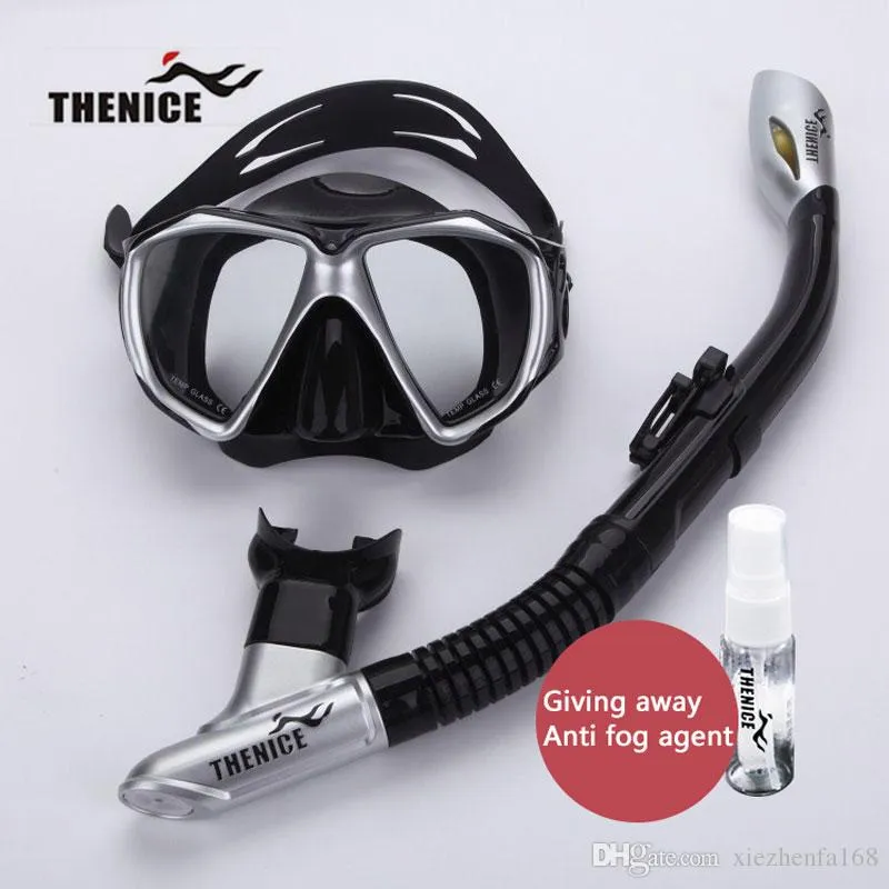 THENICE New Dry Diving Mask Snorkel Glasses Breathing Tube With Solid State Anti-fogging Agent Silicone Swimming Equipment268S