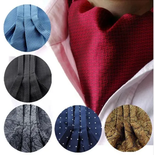 남자의 부드러운 새틴 결혼식 연회 파티 Ascot Cravat Necktie Vintage Dot Paisley 인쇄 꽃 Jacquard Self Tie248f