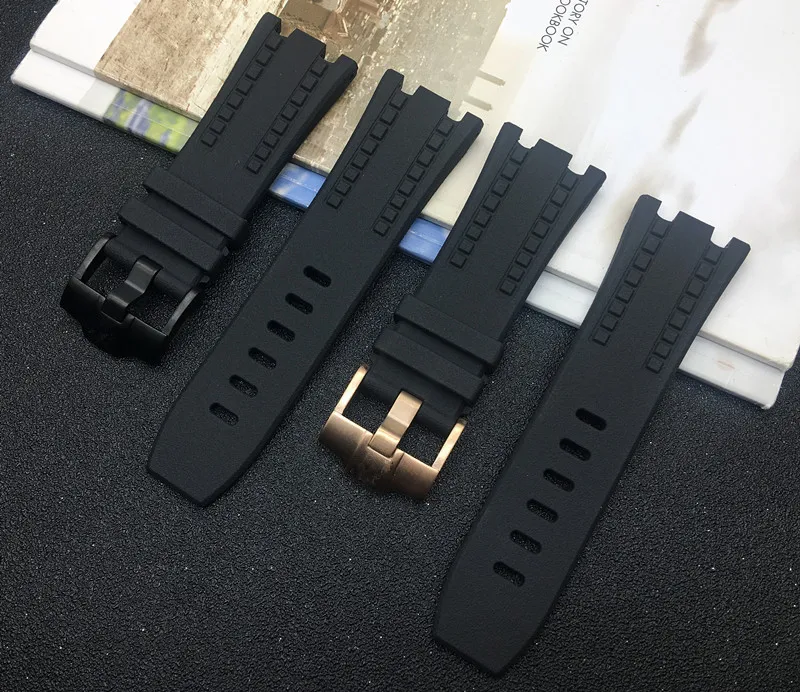 28mm Black nature Rubber silicone Watchband Men Watch Band For strap for belt offshore oak on1278y