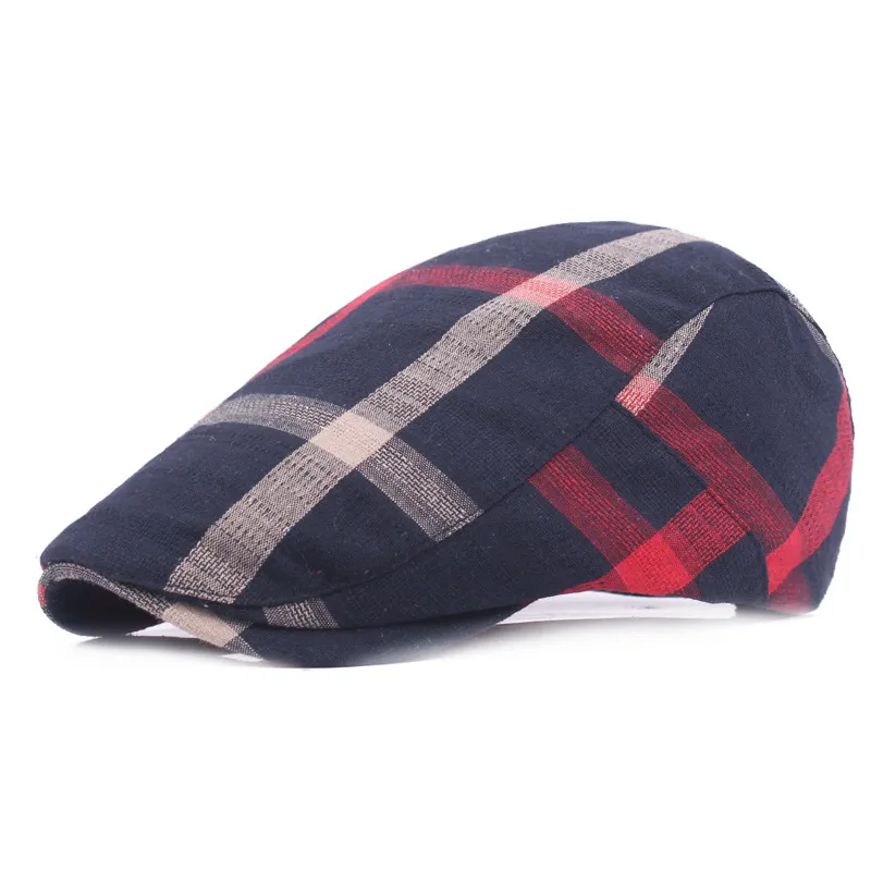 Unisex Gekleurde Geruite Katoenen Krantenjongenspetten Hoeden Platte Ivy Gatsby Cap Mannen Vrouwen Retro Baretten Rijden Casquette294o