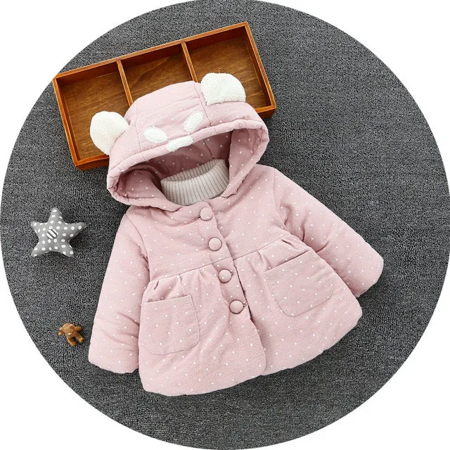 Casaco de inverno com capuz rosa bebê inverno quente gêmeo roupa criança casaco para meninas jaqueta de inverno bebê 6-36 meses
