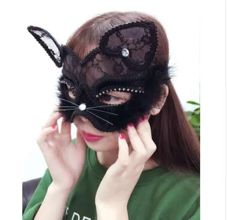 19 8 cm Maschere volpe sexy Maschera gatti in pizzo PVC Black White Women White Venetian Masquerade Ball Party Mask Qerformance Fun Masks222e