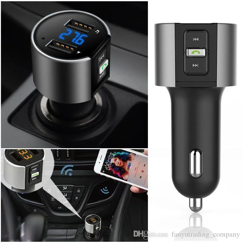 Trasmettitore FM audio auto Bluetooth 5.0 Lettore MP3 Vivavoce Accendisigari Ricarica doppia USB Rilevamento tensione batteria Riproduzione su disco U