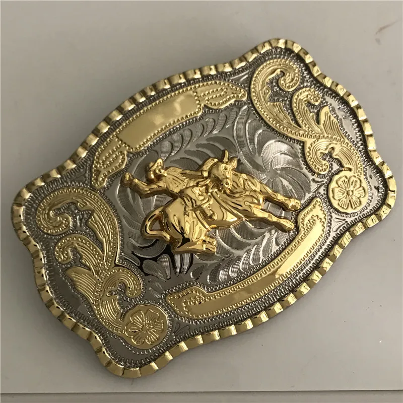 Fibbia cintura da cowboy in oro argento con toro da cowboy uomo Hebillas Cinturon Jeans Cintura testa adatta cinture larghe 4 cm255H